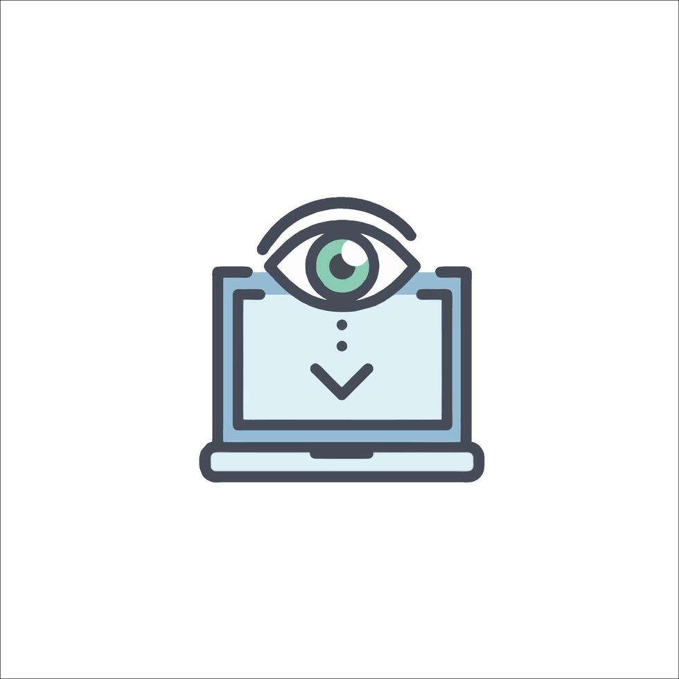 An eye icon on a laptop screen vector