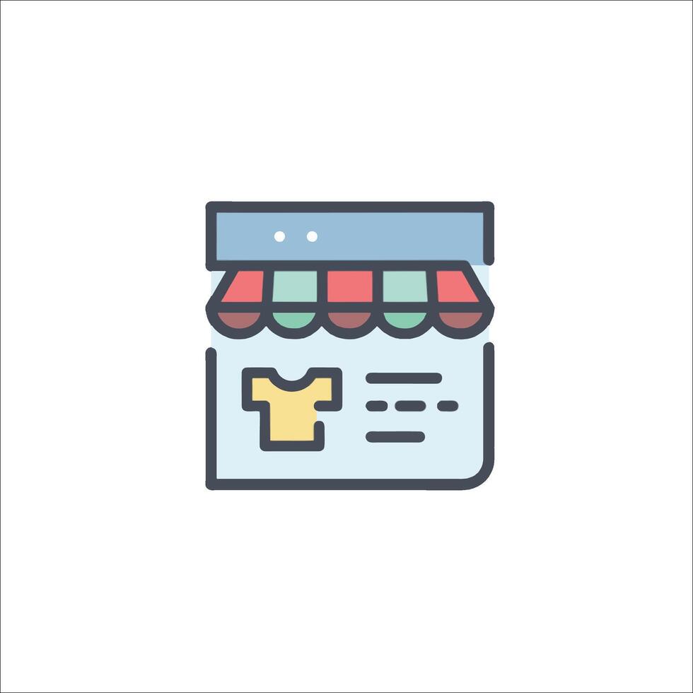 A line icon of a store with a t - shirt on it vector