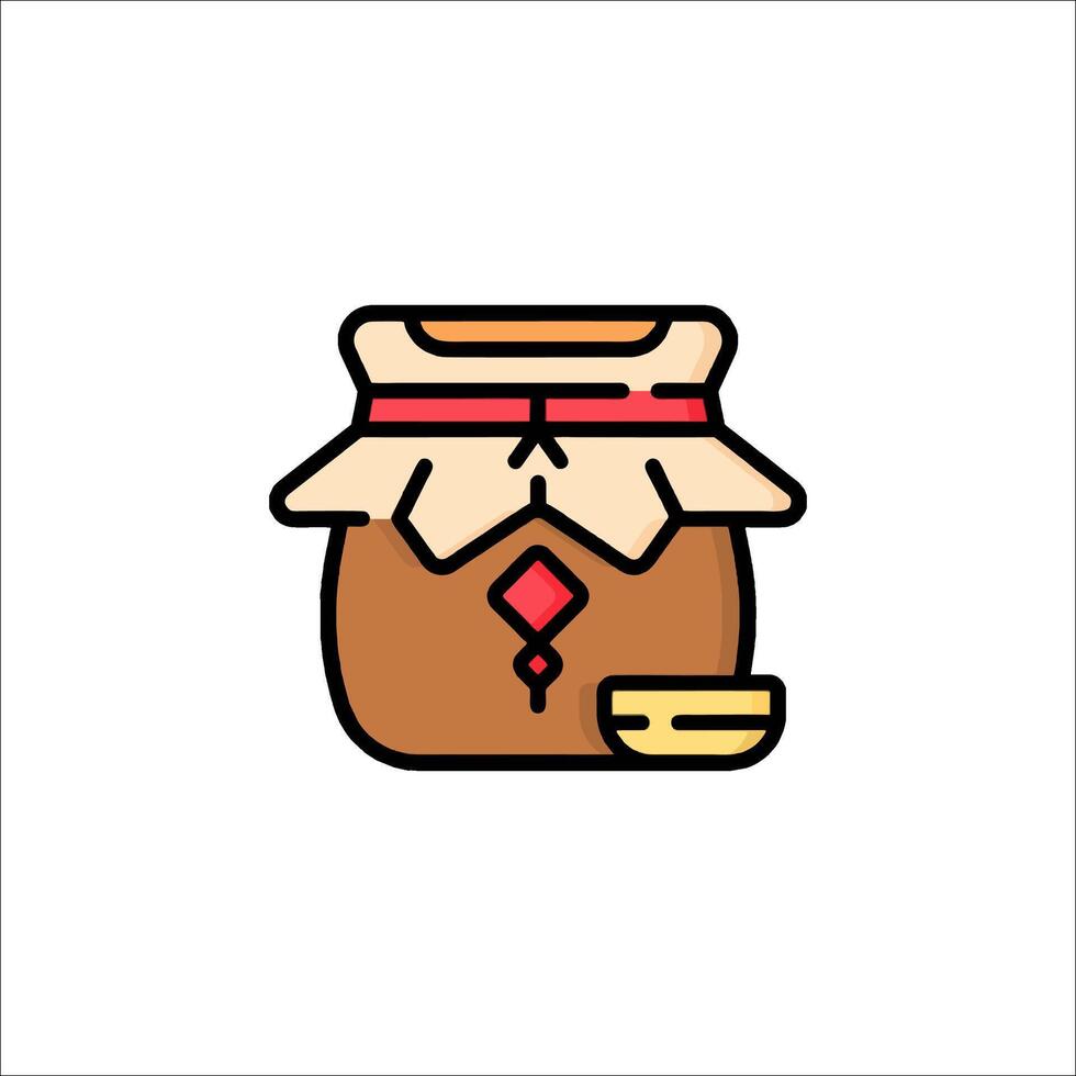 A jar with a red bow on it and a coin vector
