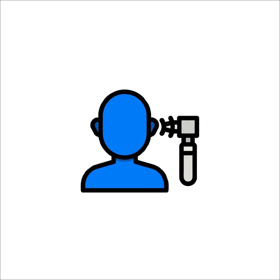 A person with a microphone and a blue icon vector