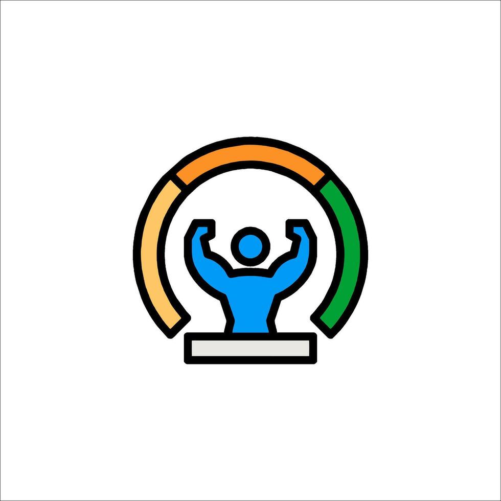 A man is standing in front of a green circle with a line around it vector