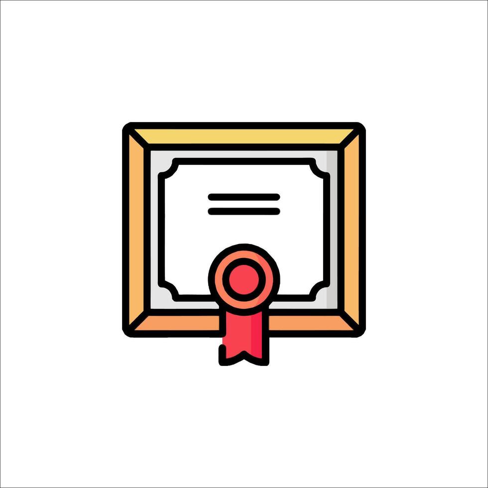 A certificate icon with a ribbon on it vector