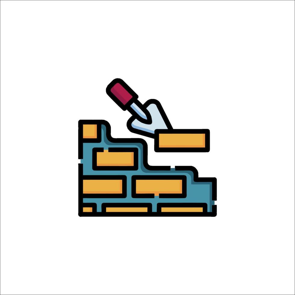 A brick wall with a hammer and a brick vector