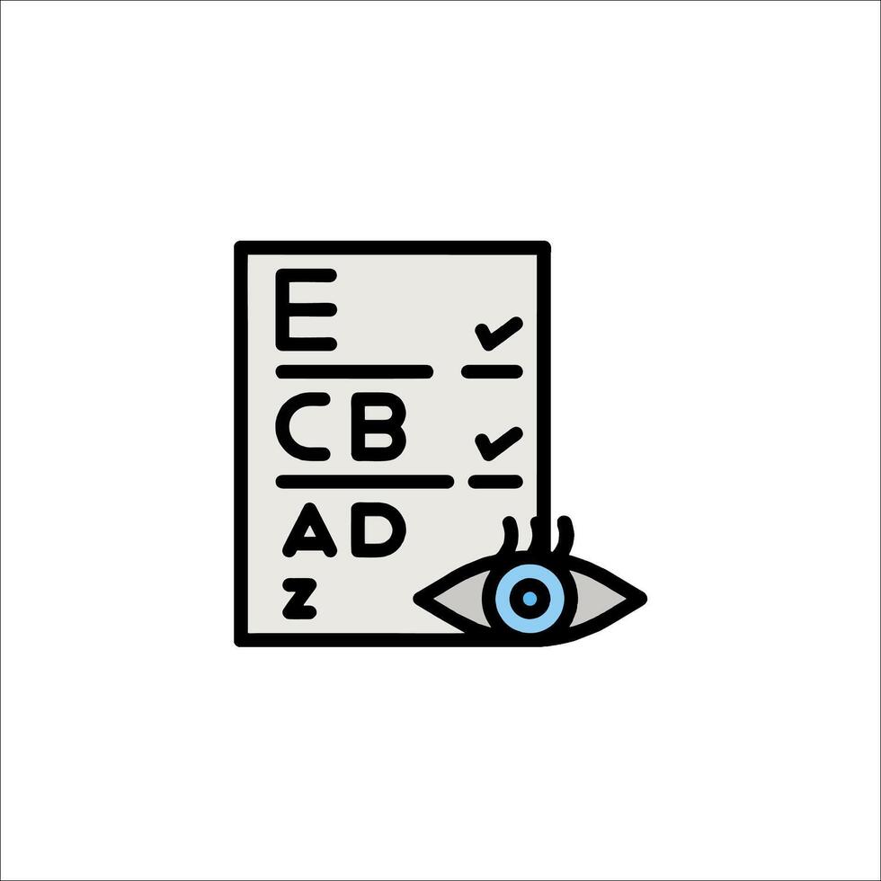 An eye is looking at a test sheet vector