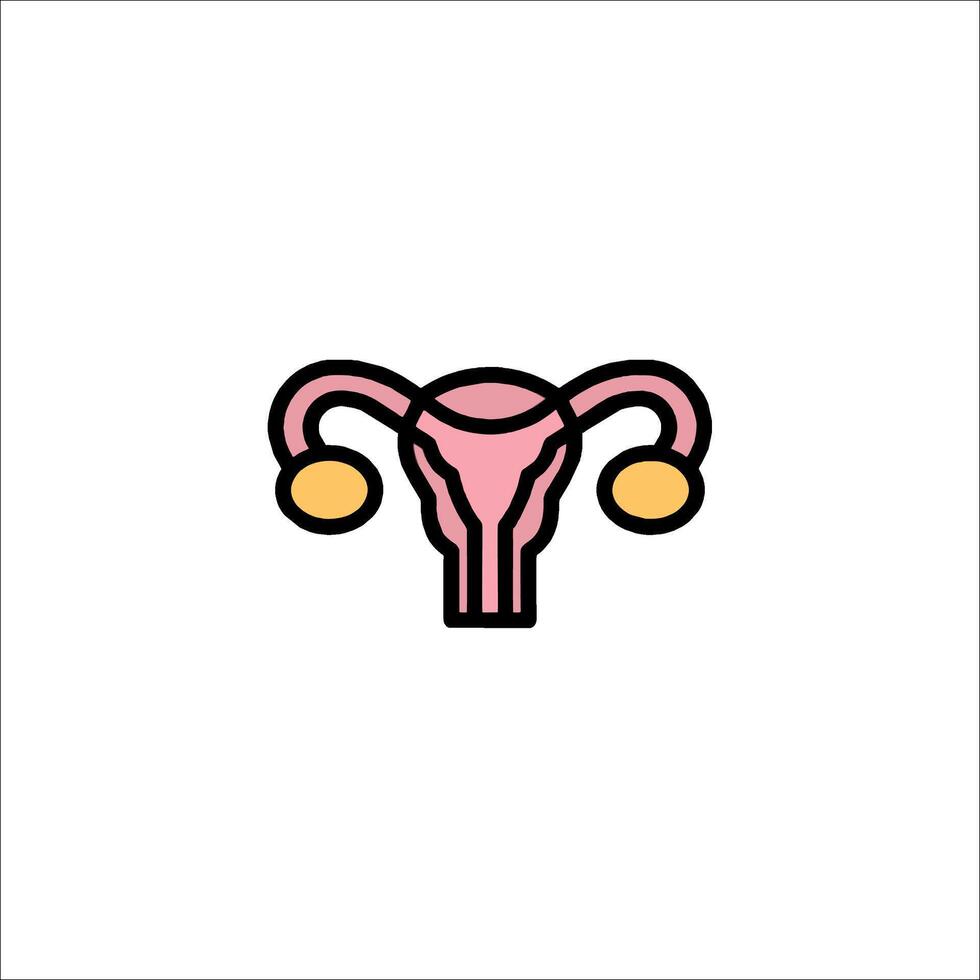 The uterus icon is shown in a flat line style vector