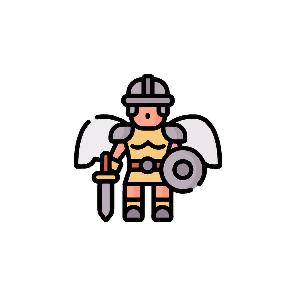 A cartoon character with a sword and shield vector