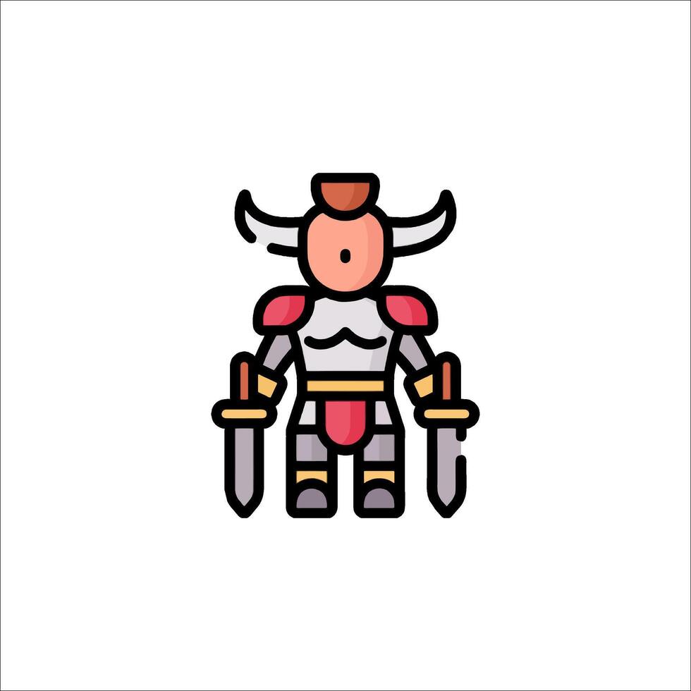 A cartoon character with horns and a sword vector
