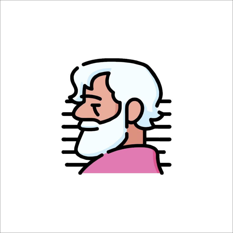 An old man with a beard and a pink shirt vector