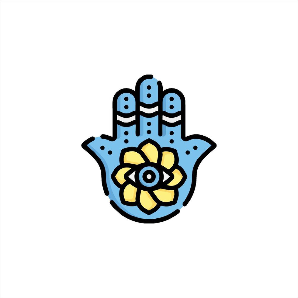 A hamsa hand with a flower and an eye vector