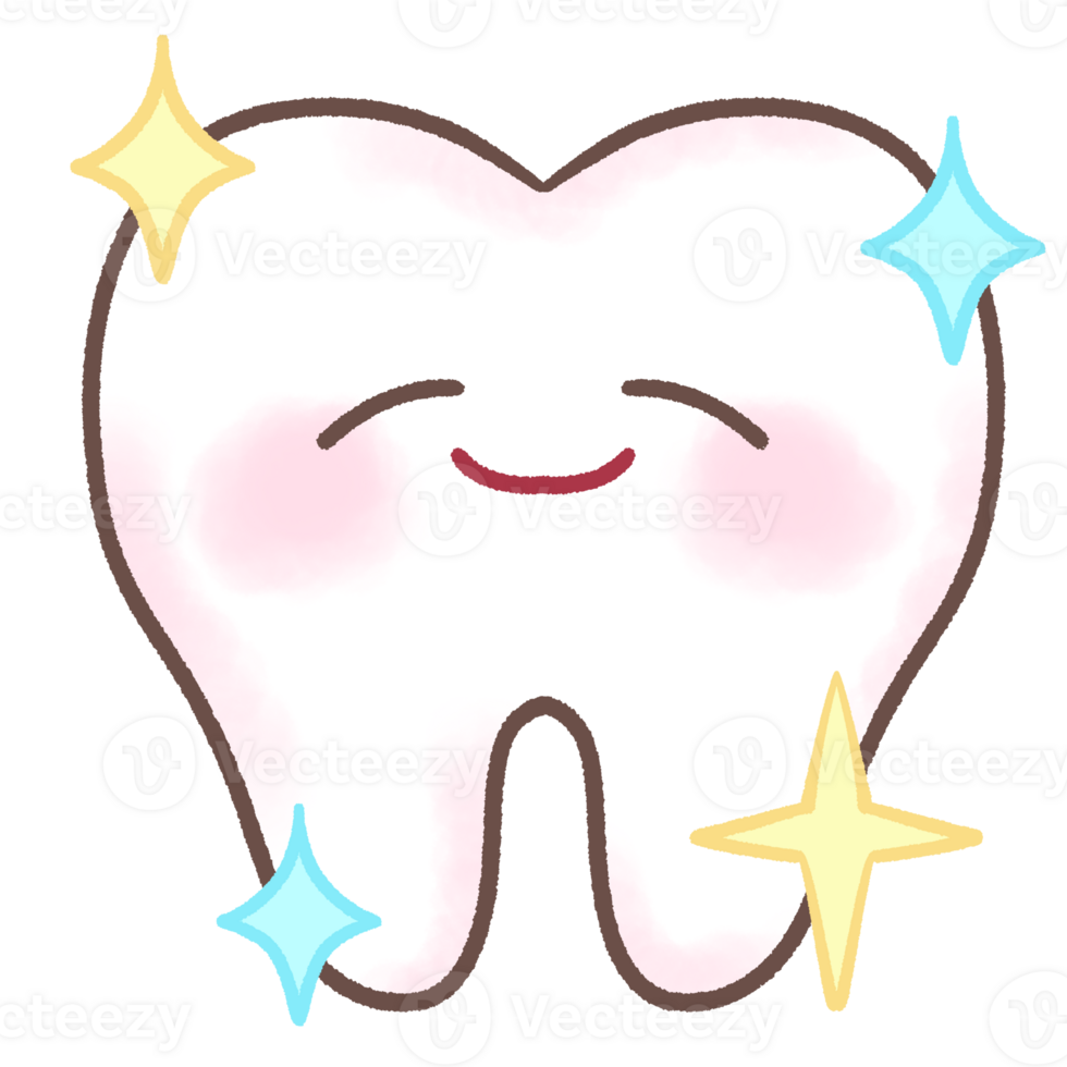 Cleaning Tooth healthy tooth icon in cartoon style isolated hand drawn illustration png