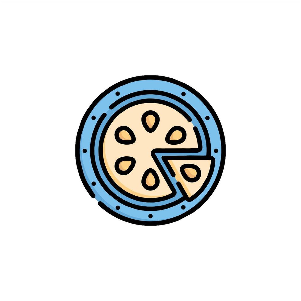 A pizza icon with a slice of pizza vector
