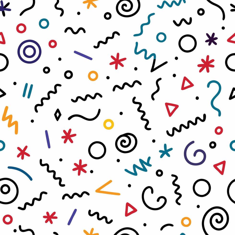 seamless pattern with colorful geometric shapes and lines vector