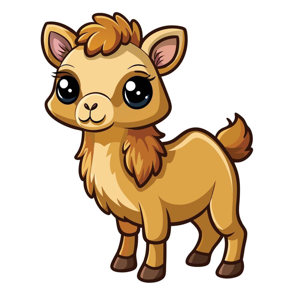 a cartoon llama with big eyes and a big nose vector