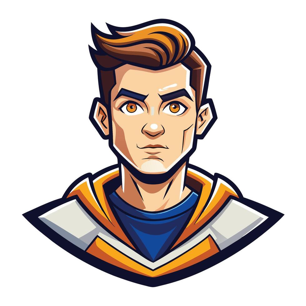 a cartoon character with a blue and orange shirt vector
