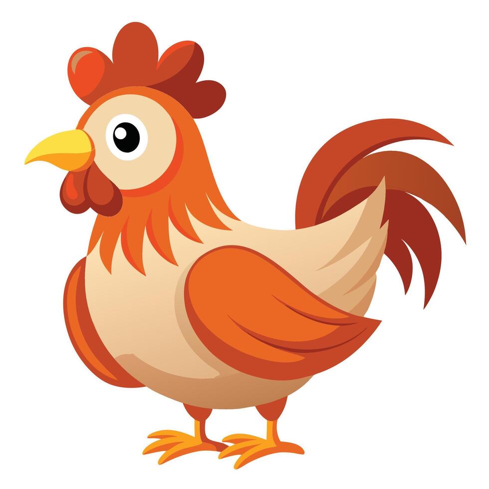 a cartoon chicken standing on a white background vector