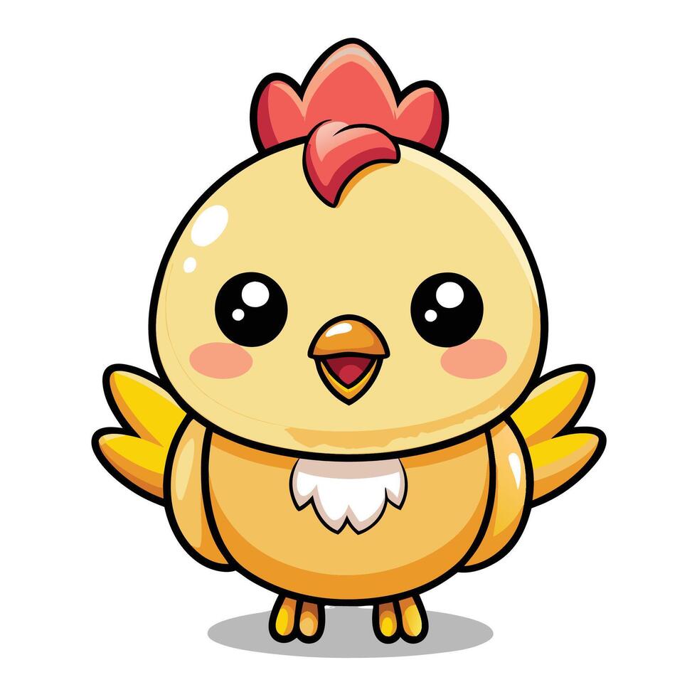 a cartoon chicken with a red head and a big smile vector