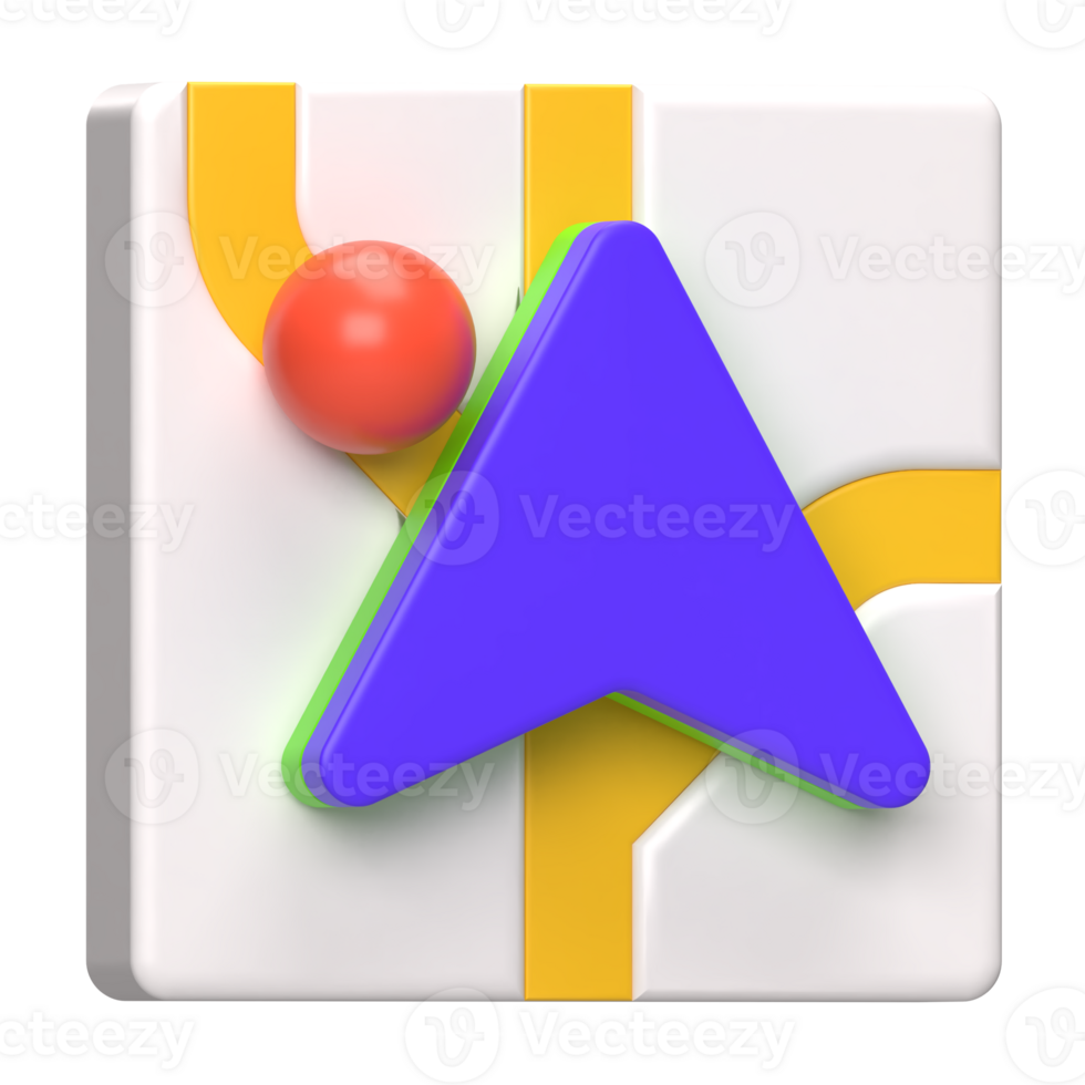 Map Tile with Navigation Arrow 3D Icon png