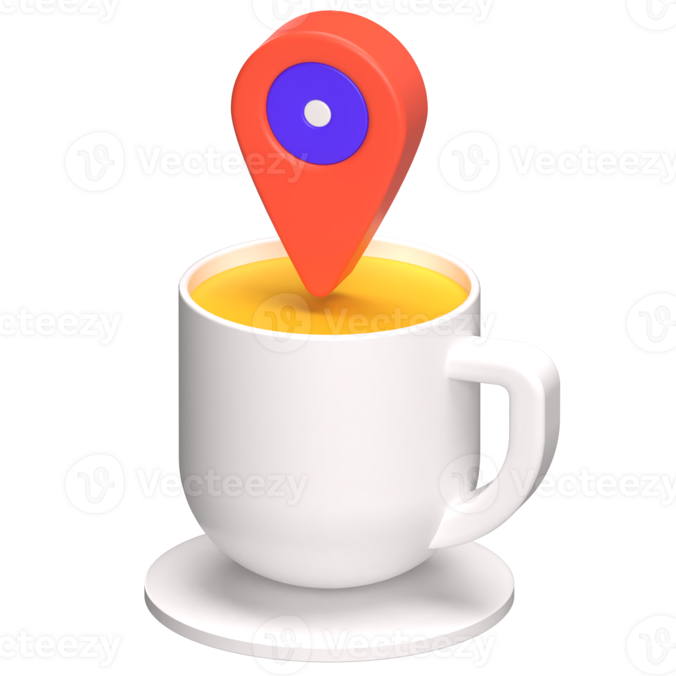 Coffee Cup with Location Pin png