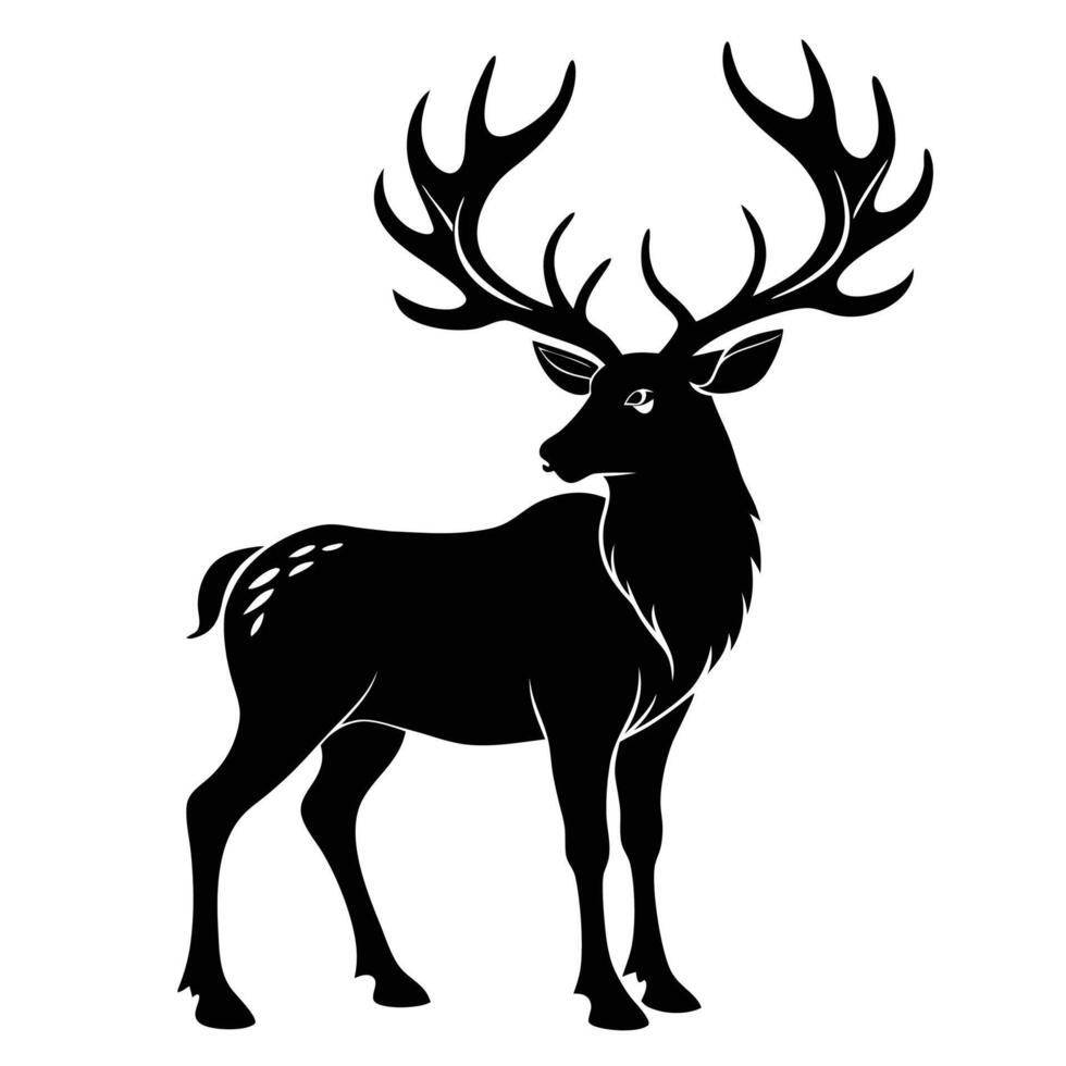 a black and white silhouette of a deer vector