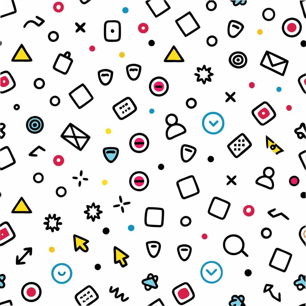 a colorful pattern with various icons and symbols vector