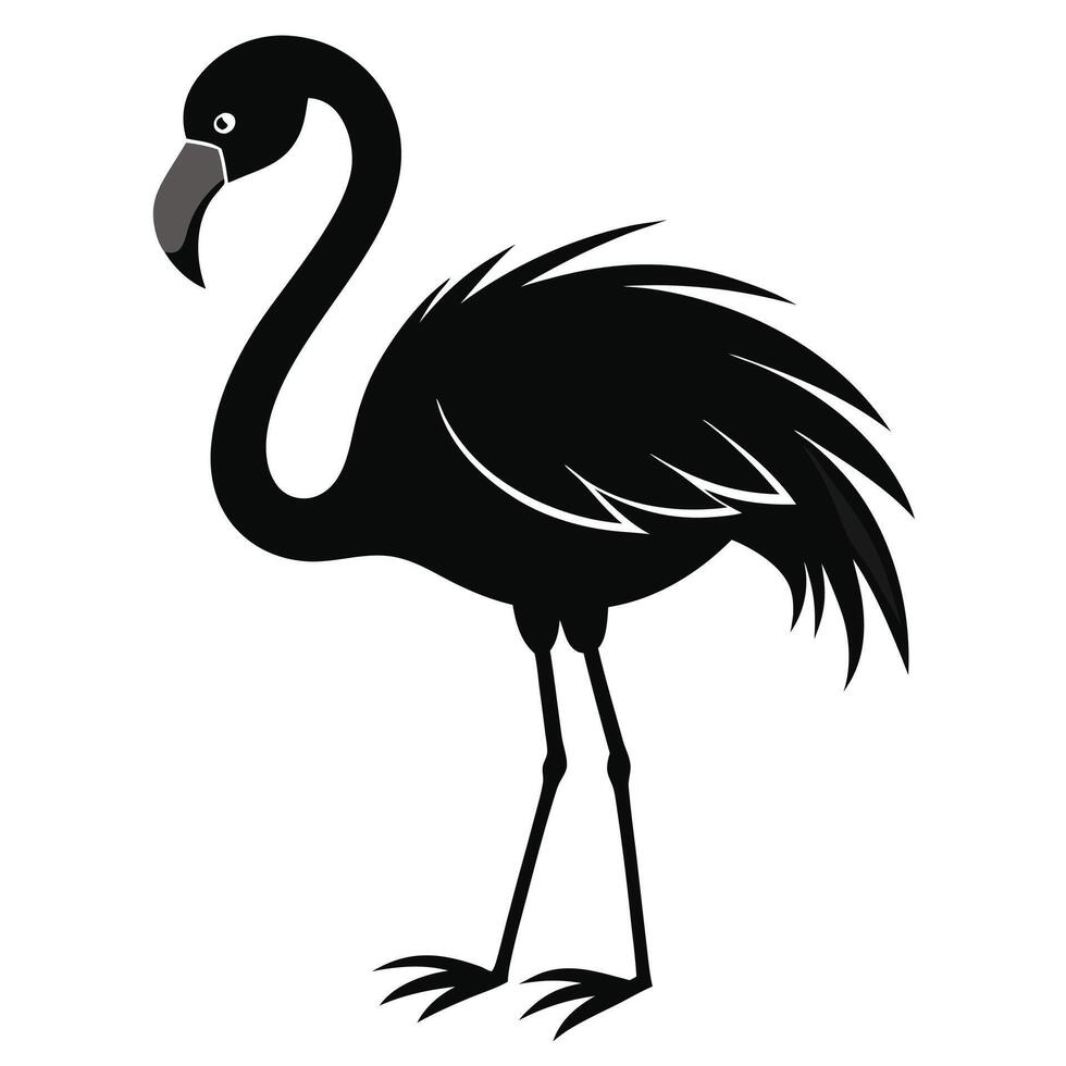 a black flamingo standing on a white background vector