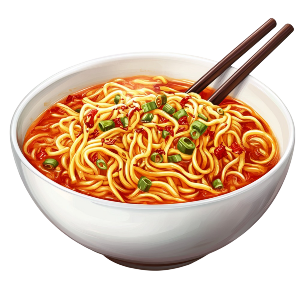 A bowl of noodles with chopsticks in it png