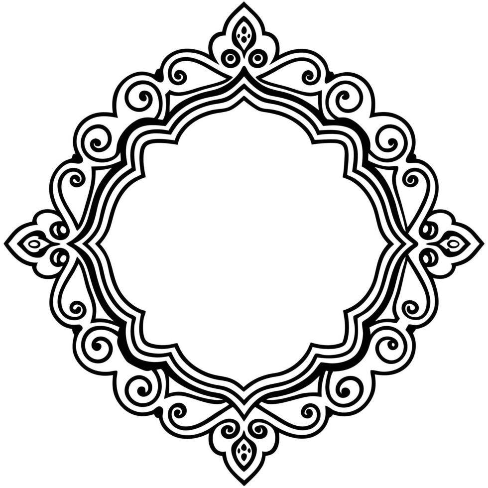 a black and white ornamental frame with swirls vector