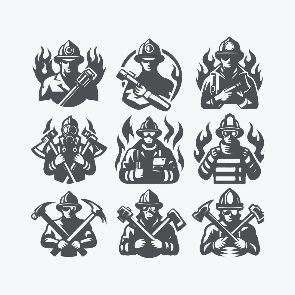 Fire Watch Heroes fighters collection logo vector