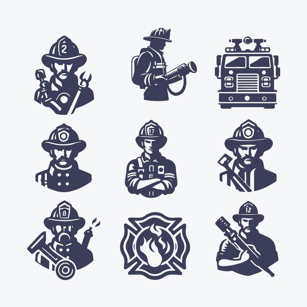 Blaze Busters Fire fighters collection logo vector