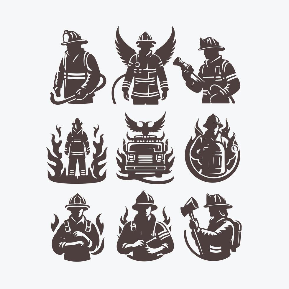Fire X Heroes fighters collection logo vector
