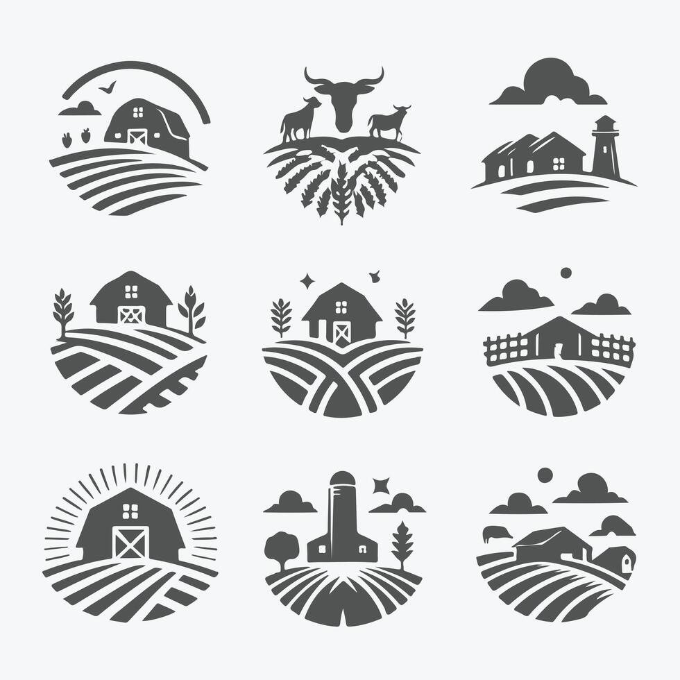 West field Meadows farm field collection logo vector