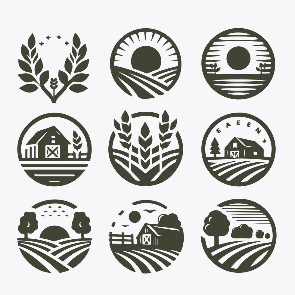 Evergreen Pastures farm field collection logo vector