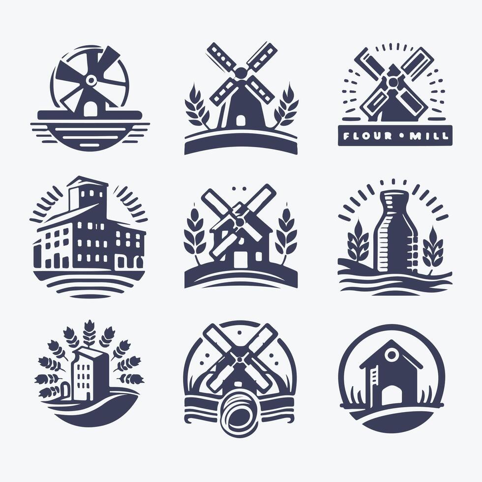 Natures Grain Mill collection logo vector