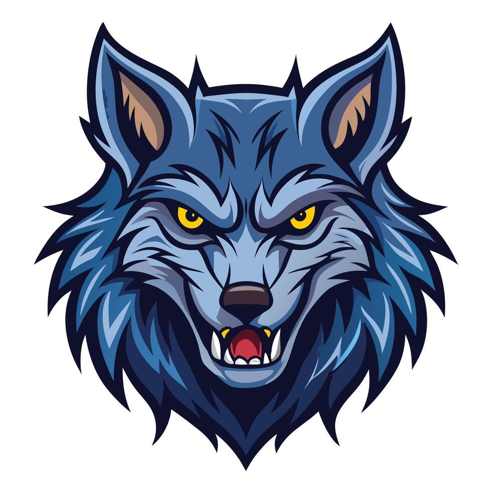 the head of a wolf with a big mouth vector