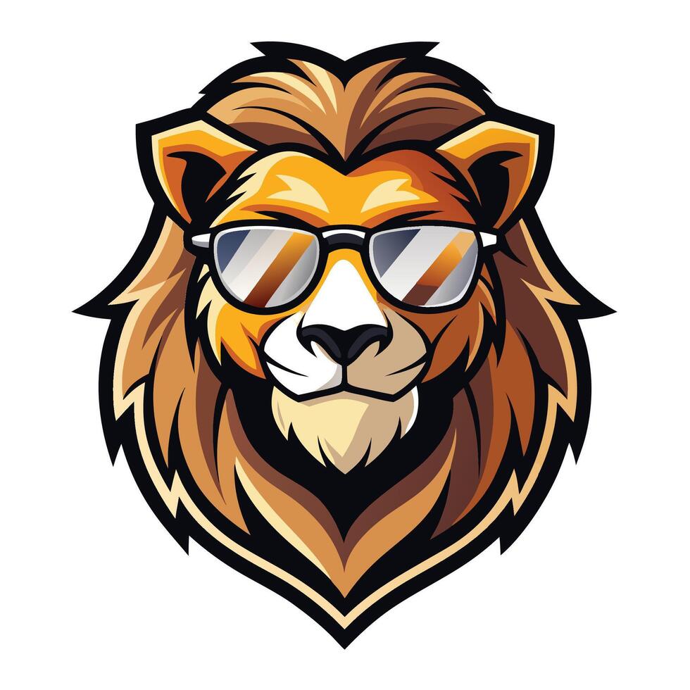 lion head with sunglasses on a white background vector