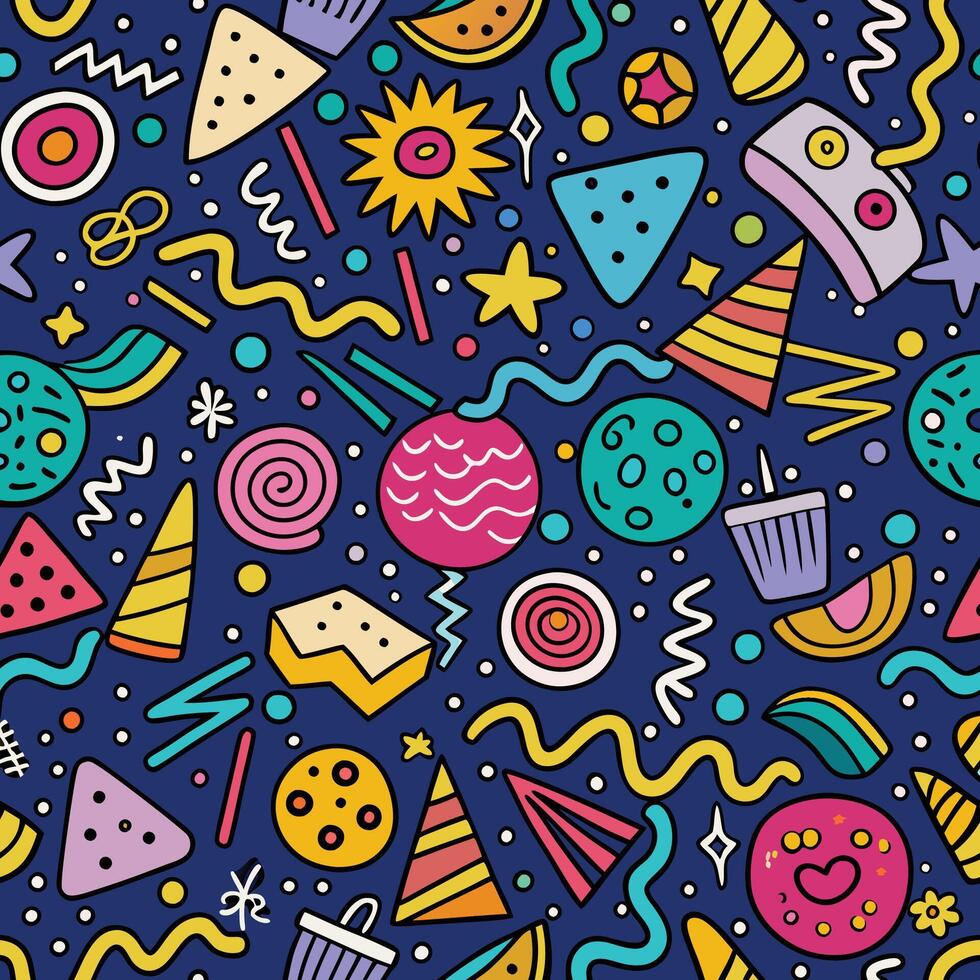 seamless pattern with colorful objects and shapes vector