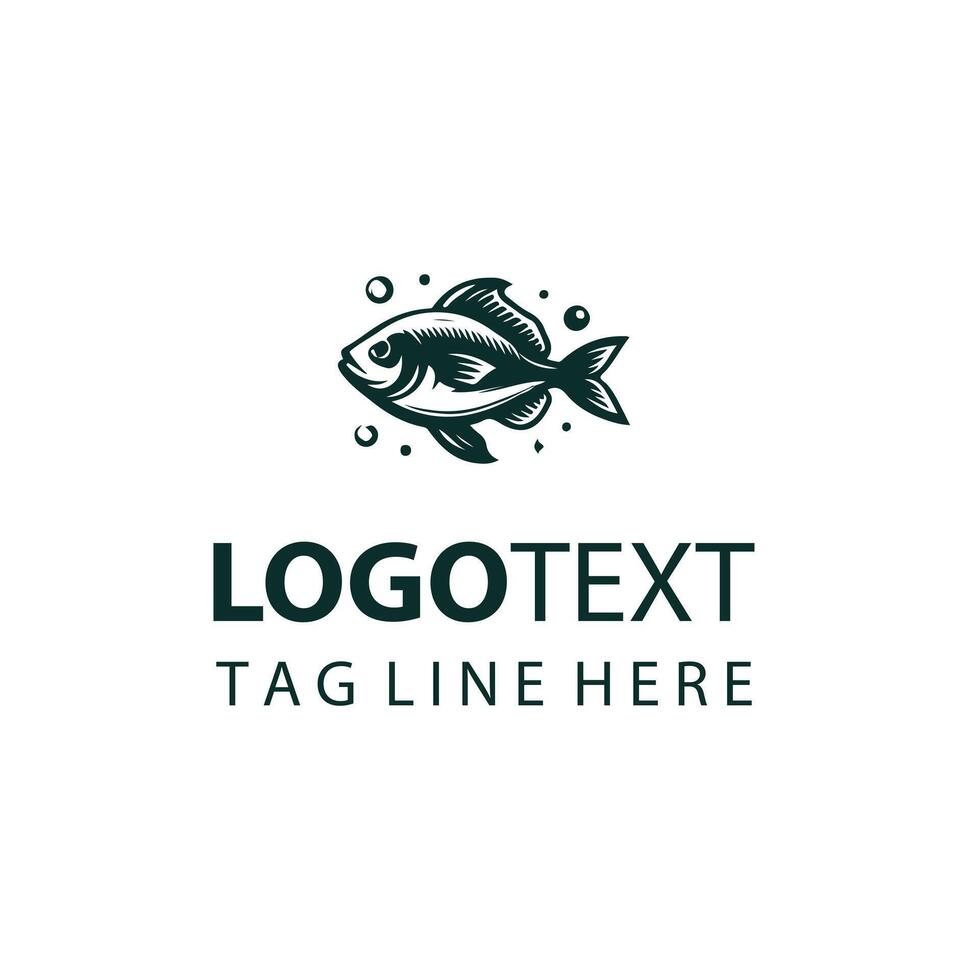 Blue Wave Catch Fish Logo vector