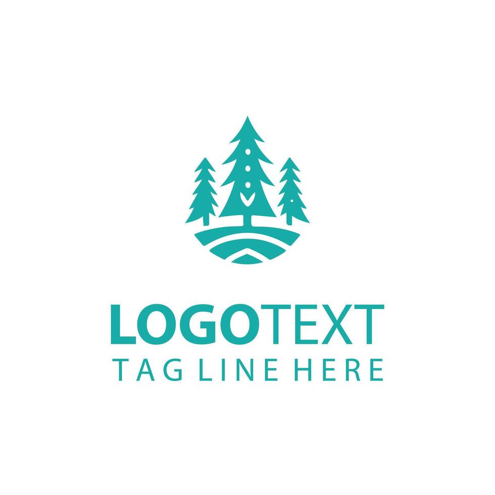 Green Ash forest tree logo vector