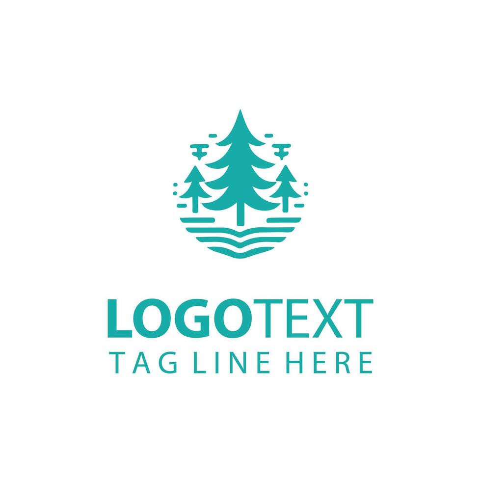 Red Pine forest tree logo vector