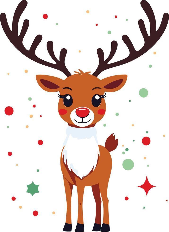 Cute cartoon Rudolph with colorful decorations for Christmas vector