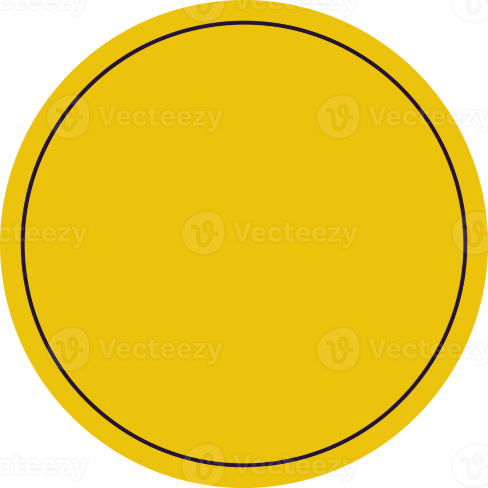 A yellow circle with a black border png