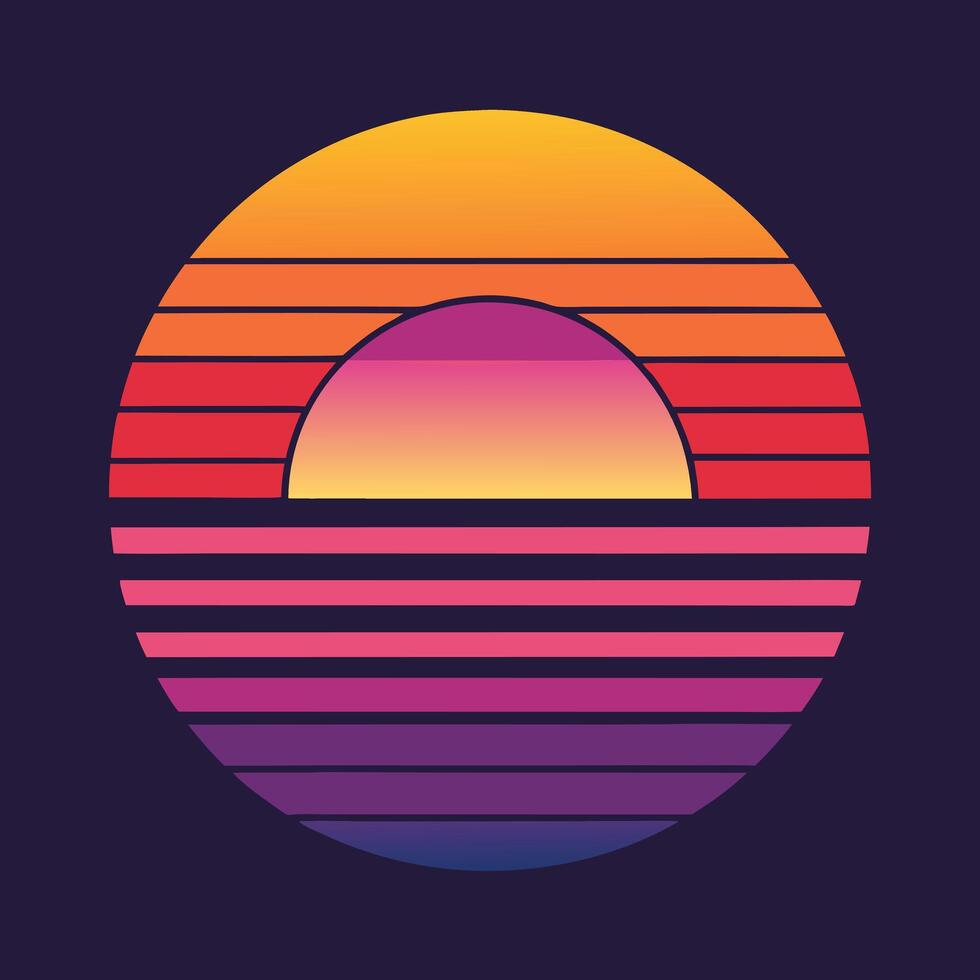 Retro Sunset Graphic Design vector
