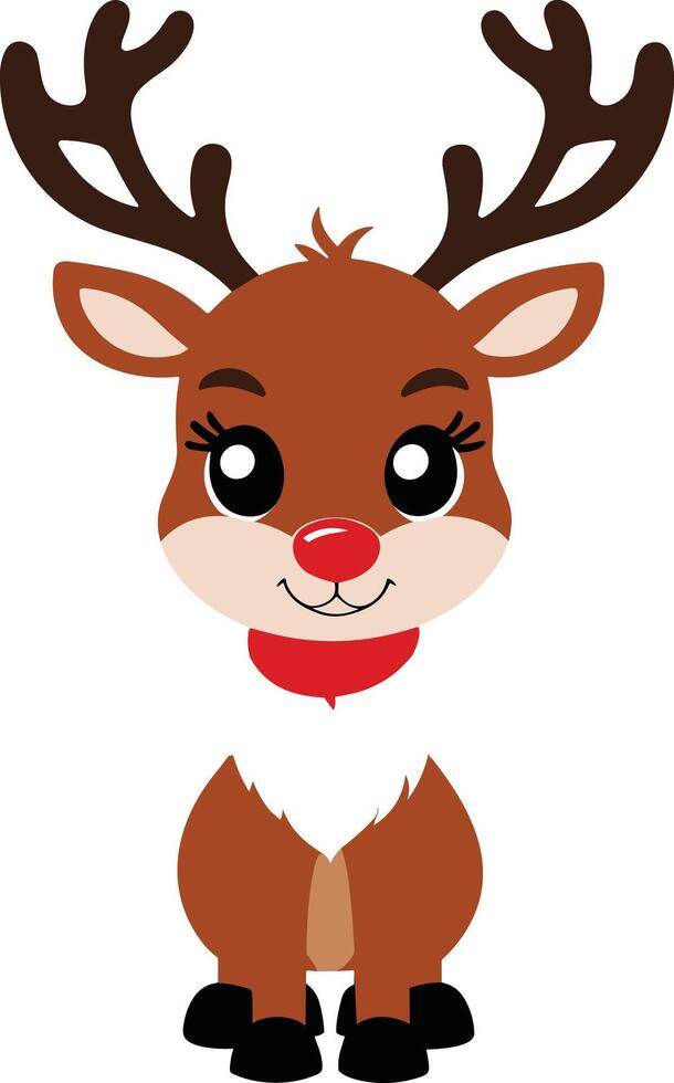 Rudolph the red-nosed reindeer cartoon illustration for Christmas fun vector