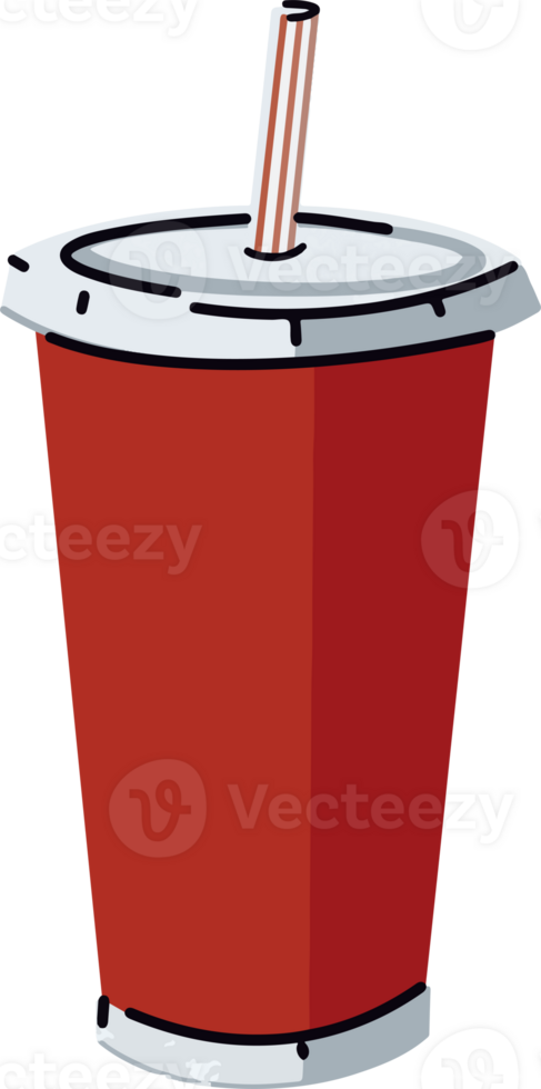 A red cup with a straw in it png