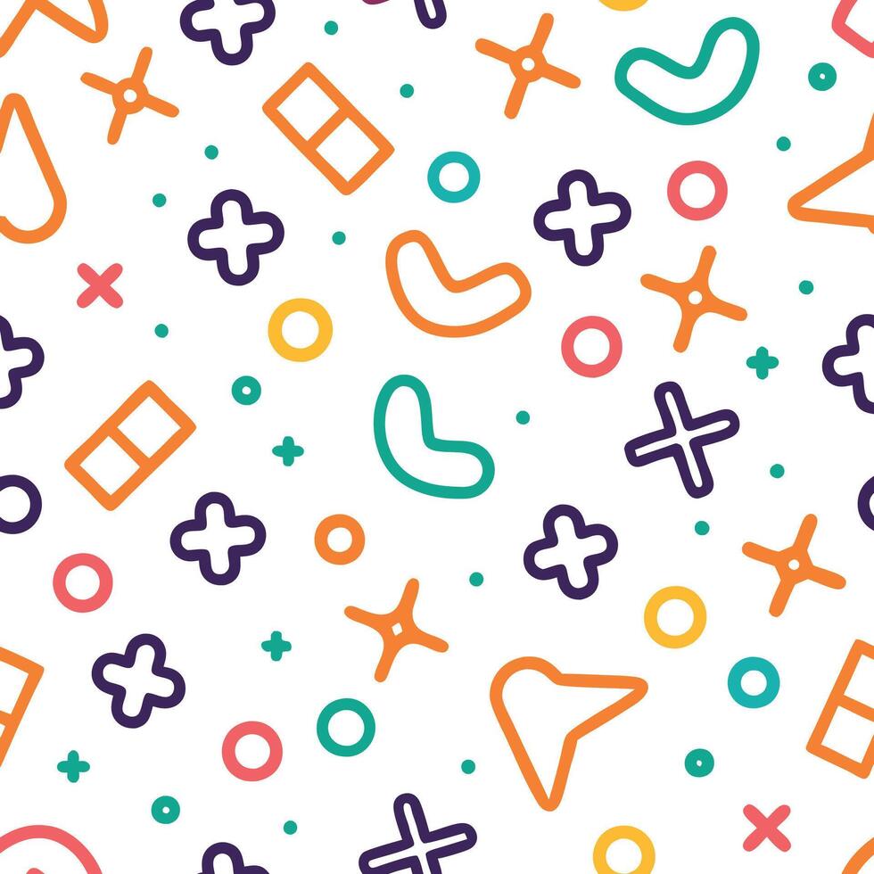 a colorful pattern with various shapes and symbols vector