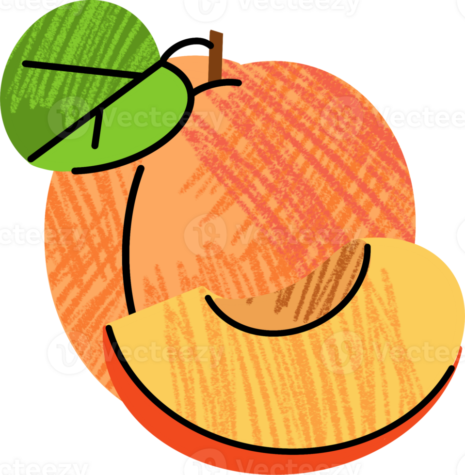 A peach with a slice on it png