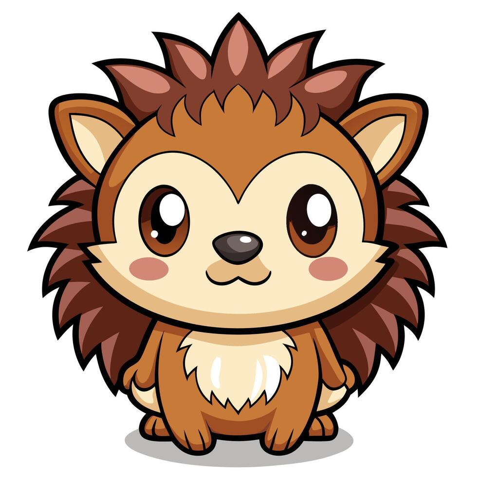 a cartoon hedgehog with big eyes and a big nose vector