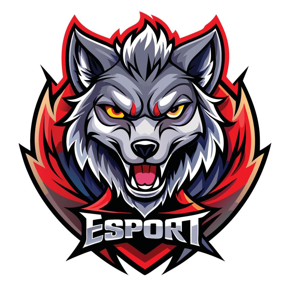 esport logo with wolf head vector