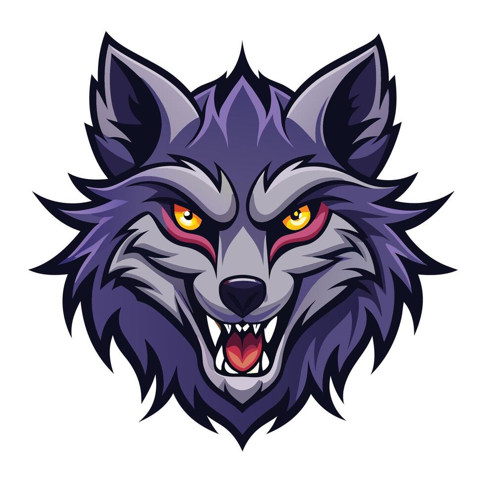 the head of a wolf with red eyes vector