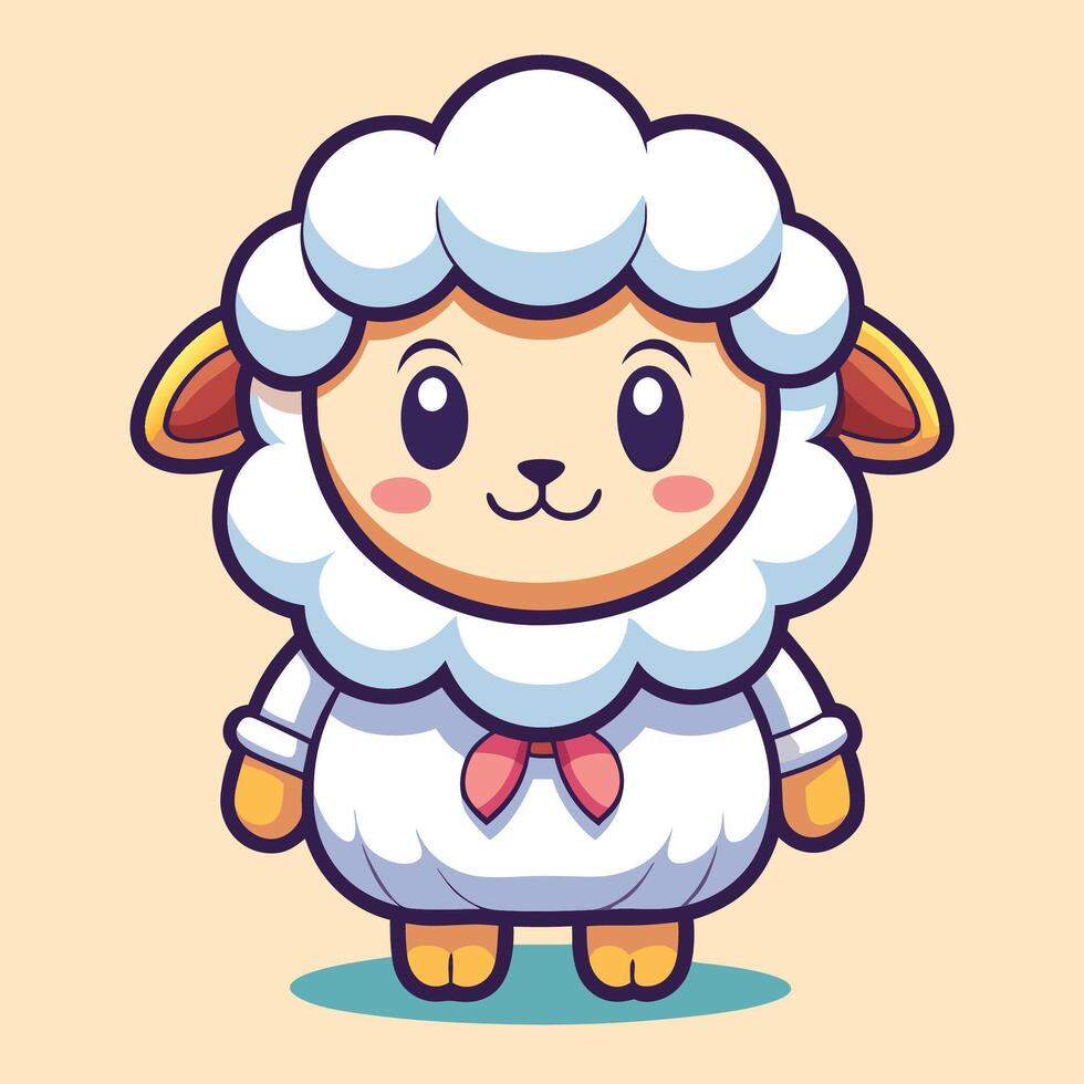 a cartoon sheep wearing a pink bow and a white shirt vector